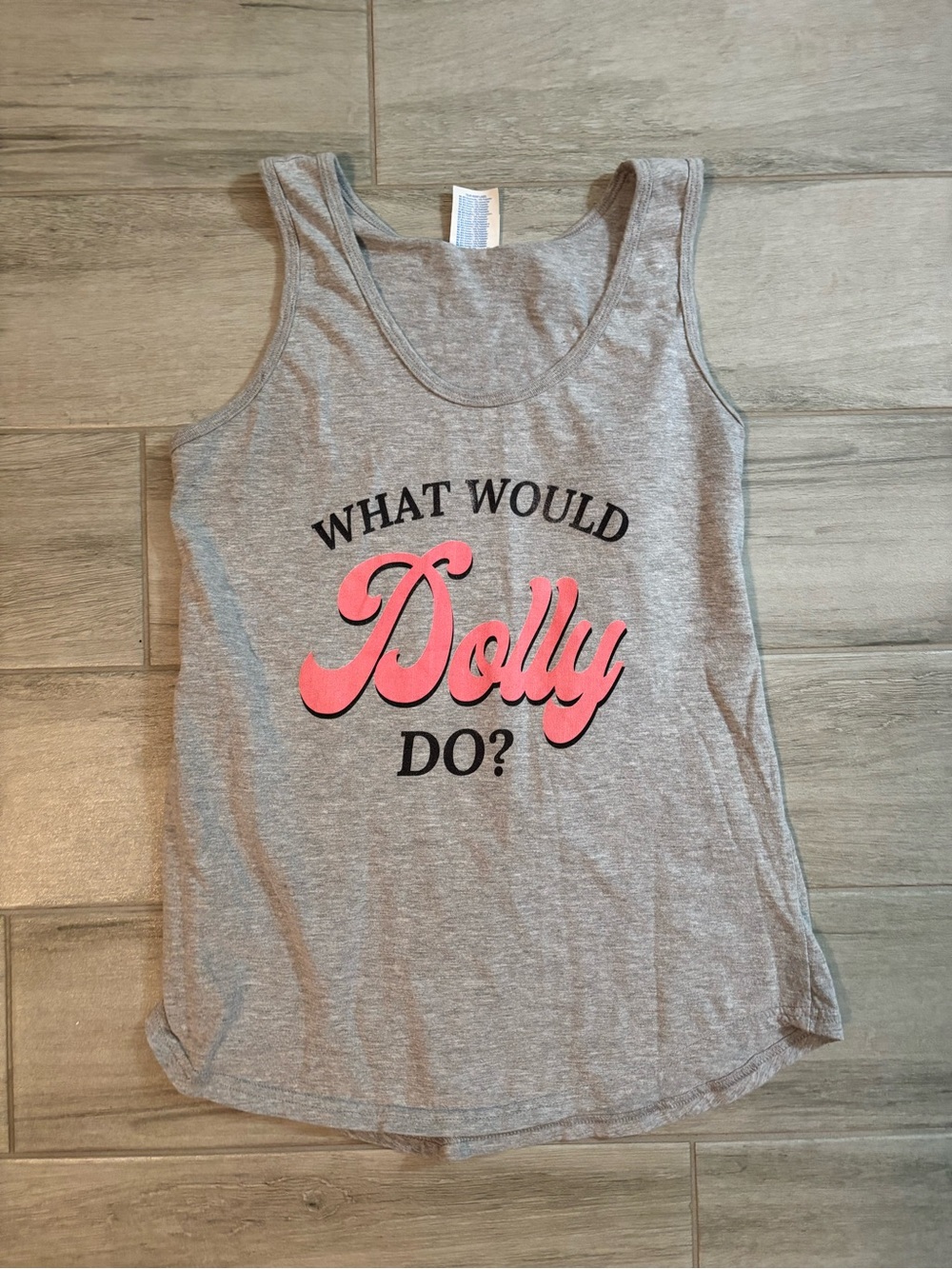 Gray 'What Would Dolly Do?' Pink Script Tank Top, Small